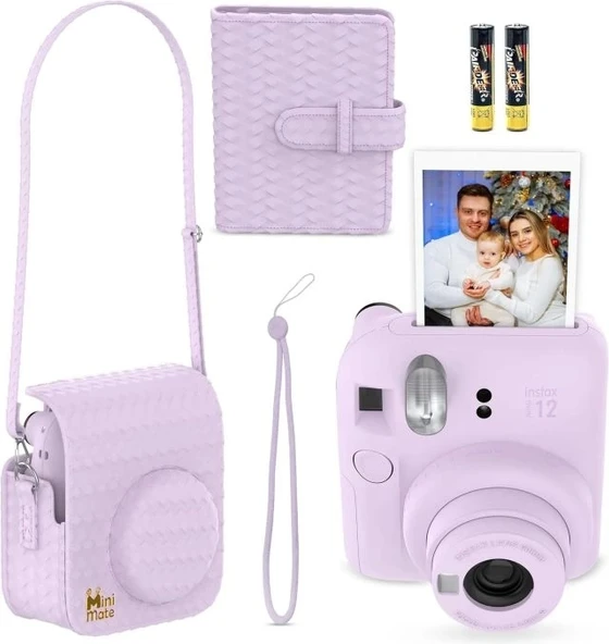 Fujifilm Instax Mini 12 Anlık Fotoğraf Makinesi/Minimate Özel Kılıf/10 Sayfa - Mor - 3