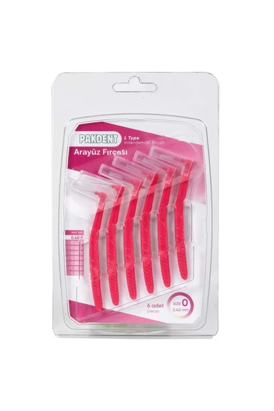 Pakdent Arayüz Fırçası L Tipi 0,4 mm 6'lı - Pembe