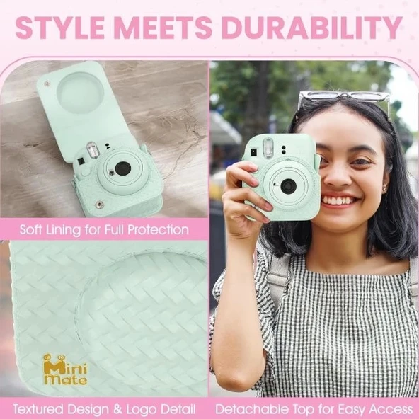 Fujifilm Instax Mini 12 Anlık Fotoğraf Makinesi/Minimate Özel Kılıf/10 Sayfa - Yeşil - 7