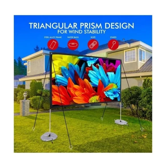 Pyle Outdoor 120'' Taşınabilir Projektör Perdesi - 7