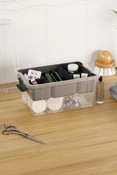 Flora Kilitli Bölmeli Saklama Kutusu, Bujiteri Takı İlaç Dikiş İp Kırtasiye Oyuncak Organizer 3,2 Litre - 4
