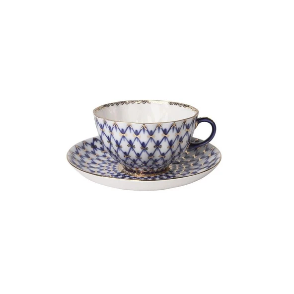 Imperıal Porselen Çay Fincanı ve Tabağı Tulip Cobalt net