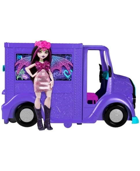 Monster High Draculaura Bebek ve Fangtastic Rockin Yemek Kamyonu Oyun Seti Çok Renkll