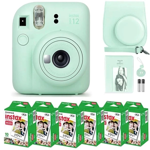 Fujifilm Instax Mini 12 Kamera/Mini Film (60 Sayfa)/Aksesuarlar - Yeşil Mint Green