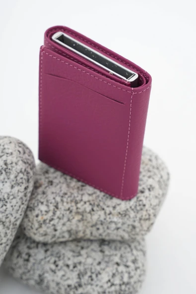 Mekanizmalı Deri Cüzdan Lila 113570 - 6