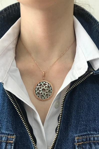 Rose Sedef Taşlı Kolye - 3
