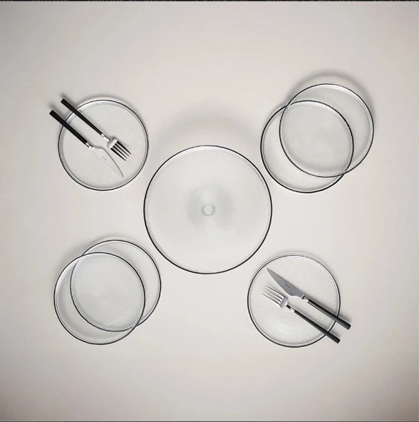 Fecra Loren 7 Parça Pasta ve Sunum Seti Siyah Fileli - 3