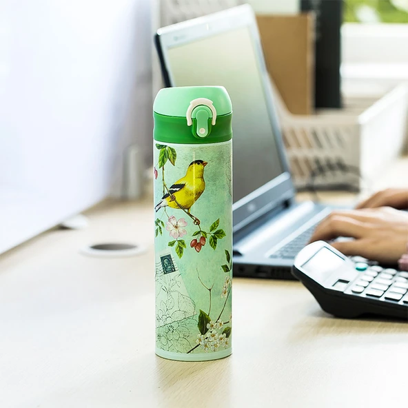 304 Paslanmaz Çelik Termos Bardak - Mandalina Tozu Rengi 450ml - 4