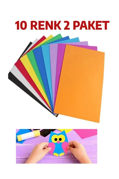 A4 Renkli Fon Kartonu 23x34 10'lu (2'li Paket) 10 Renk