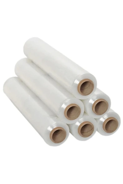 6 ADET 1.Kaite Palet Streç Film Palet Streci 17 Mikron 50 Cm*250 Metre 1500 gr Şeffaf