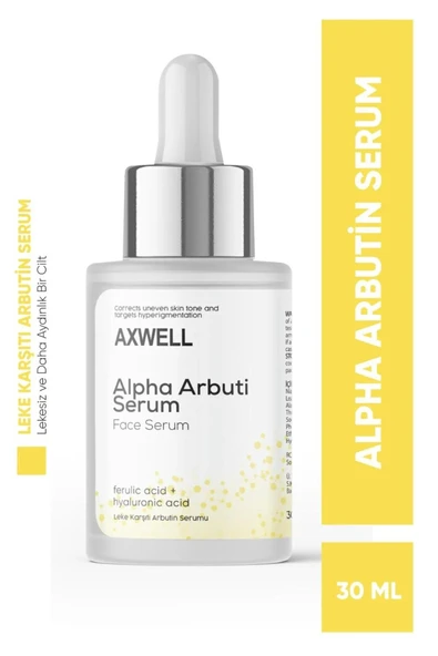 AXWELL Leke Karşıtı & Cilt Tonu Eşitleyen Alpha Arbutin & Ferulic Acid & Hyaluronic Acid Aydınlatıcı Ampul