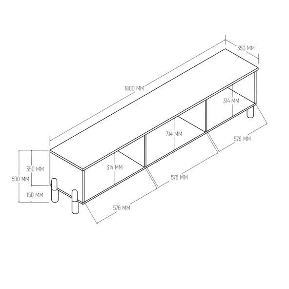 4090 Napoli 180 Cm (Membran MDF Kapaklı) Bohem Tv Ünitesi Sepet - Beyaz - 2