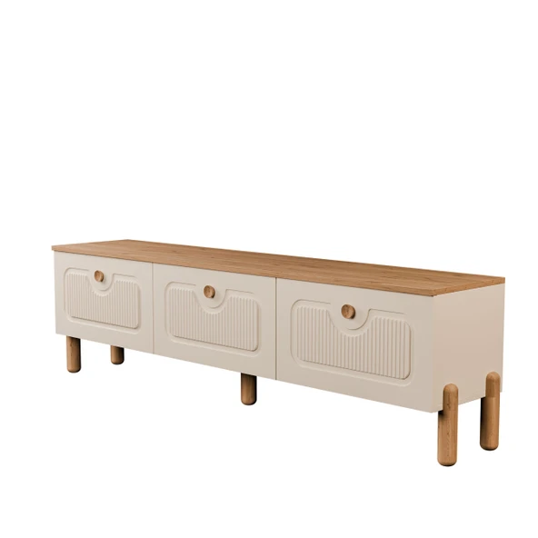 4090 Napoli 180 Cm (Membran MDF Kapaklı) Bohem Tv Ünitesi Sepet - Beyaz - 8