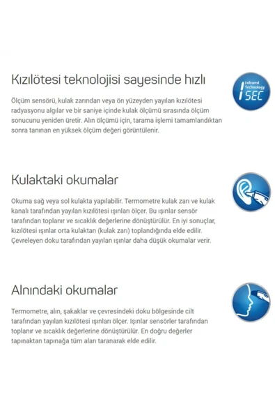 HARTMANN Veroval Alman Tasarım, Kulaktan Ve Alından Temassız Ateş Ölçer, Kızılötesi Ateş Ölçer - 6