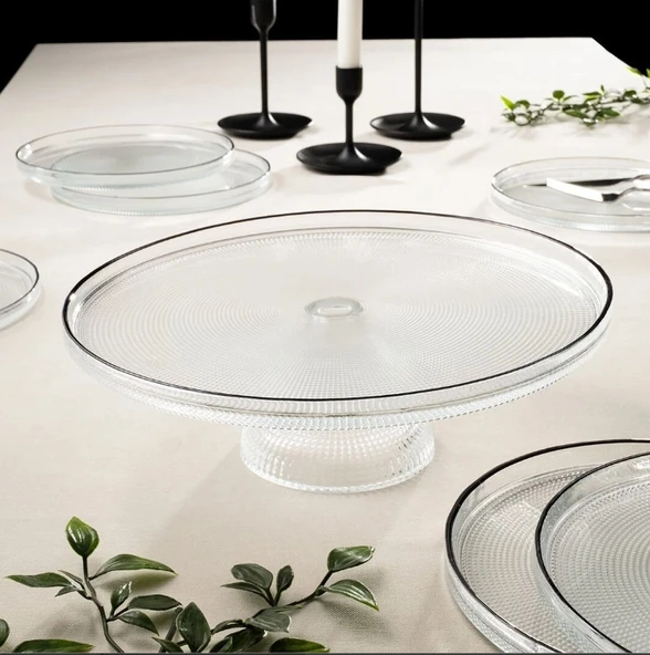 Fecra Loren 7 Parça Pasta ve Sunum Seti Siyah Fileli - 4