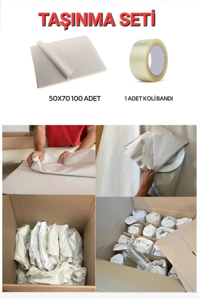 Tabak Bardak Eşya Paketleme Kağıdı 40x60 Cm 100 Adet + Koli Bandı (taşınma Ambalaj Kağıt Seti )