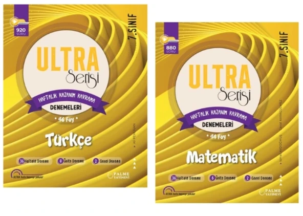 PALME YAYINLARI 7.SINIF TÜRKÇE - MATEMATİK - KAZANIM KAVRAMA DENEME SETİ ürün görseli