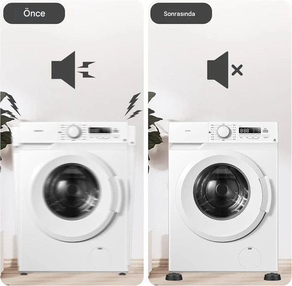 Titreşim Önleyici Beyaz Eşya Çamaşır Makinesi Ayağı 4 Adet Kaymaz Gürültü Azaltıcı Engelleyici Ayak - 6