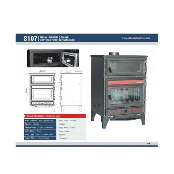 Sabah S107 Fırınlı Döküm Şömine Soba - 2
