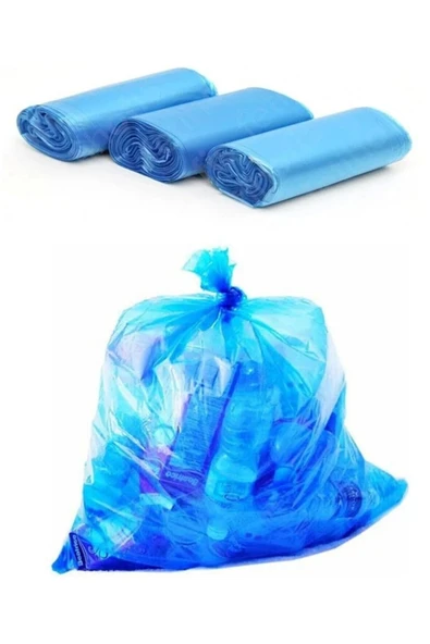 30 ADET Büyük Boy 65x80 Cm Çöp Torbası Mavi Çöp Poşeti (1 Paket 10 Adet)