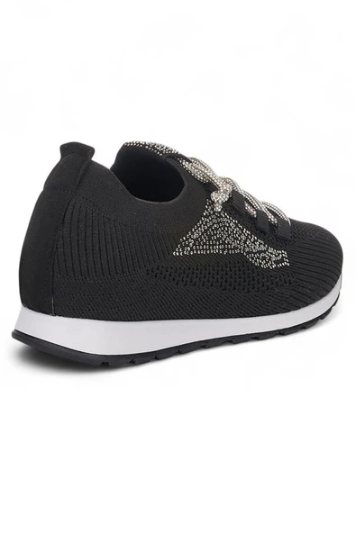 Celira Srt Siyah Triko Taşlı Bağlı Kadın Spor Ayakkabı - Resim 4