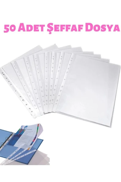 50 Adet A4 Şeffaf Dosya Föy Poşet Dosya
