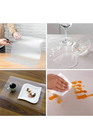 45 Cm X 5 Metre Kaymaz Dolap Içi Çekmece Raf Örtüsü Kaydırmaz Raf Örtüsü - Resim 4