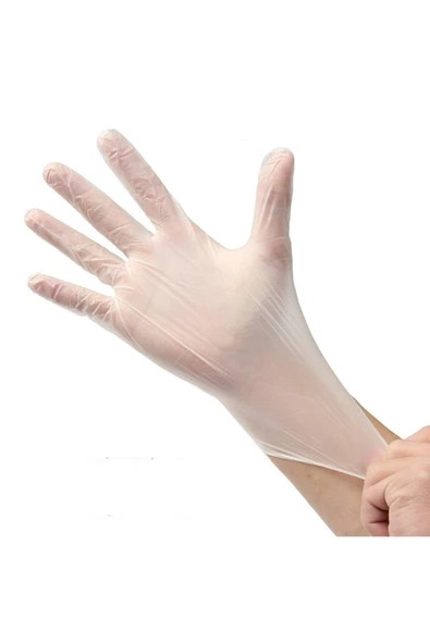 DOLPHİN Eldiven Vinil Pudrasız Muayene Eldiveni Beyaz Large 100 Lü - Resim 3