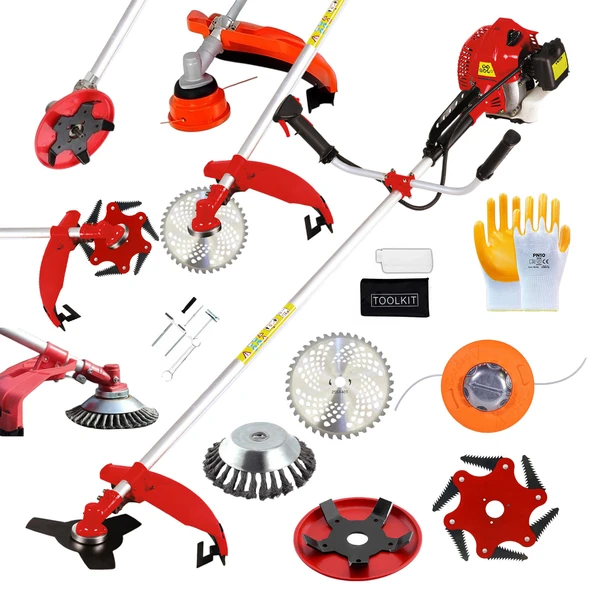 Benzinli Yan Tırpan Motorlu Çim Biçme Makinesi Profesyonel Misinalı Ot Bahçe Tırpanı Seti - Resim 5