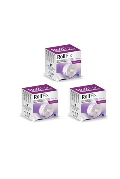 ROLLFİX Roll Fix Elastik Sabitleme Bandı Hipoalerjenik Flaster 5 Cm X 10 M 3 Adet