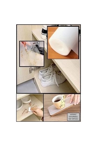 45 Cm X 5 Metre Kaymaz Dolap Içi Çekmece Raf Örtüsü Kaydırmaz Raf Örtüsü - Resim 5