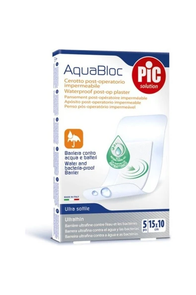 PİC Solution Aquabloc Steril Film Pedli Yara Örtüsü 15cmx10cm 5'li Su Geçirmez