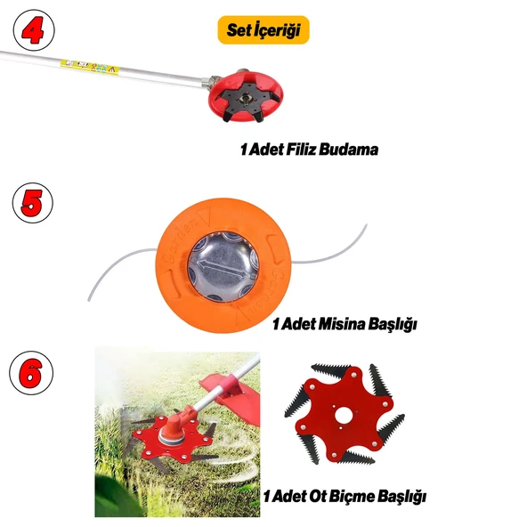 Benzinli Yan Tırpan Motorlu Çim Biçme Makinesi Profesyonel Misinalı Ot Bahçe Tırpanı Seti - Resim 4