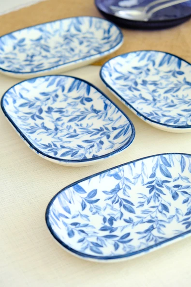 TABAK EVİ Blue Heaven Kayık Tabak 4 lü 18x11x2cm - 2
