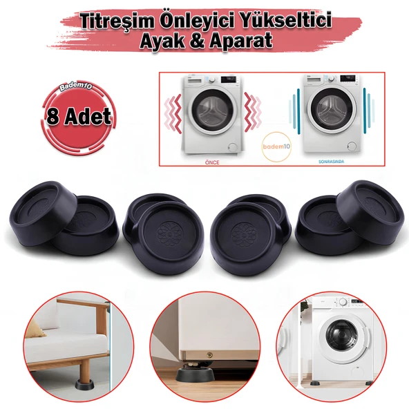 Titreşim Önleyici Beyaz Eşya Çamaşır Makinesi Ayağı 8 Adet Kaymaz Gürültü Azaltıcı Engelleyici Ayak