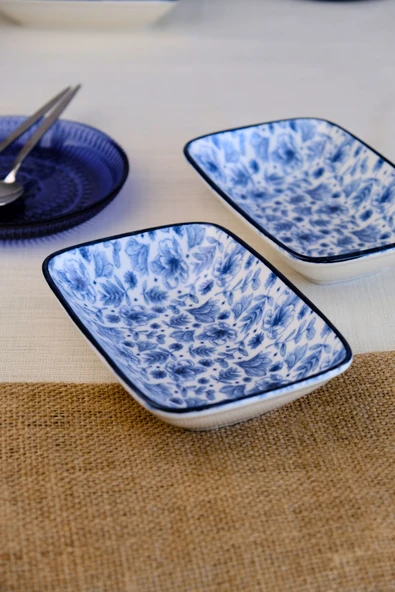 TABAK EVİ Blue Heaven Kayık Tabak 2 li 17x12x3cm - 2