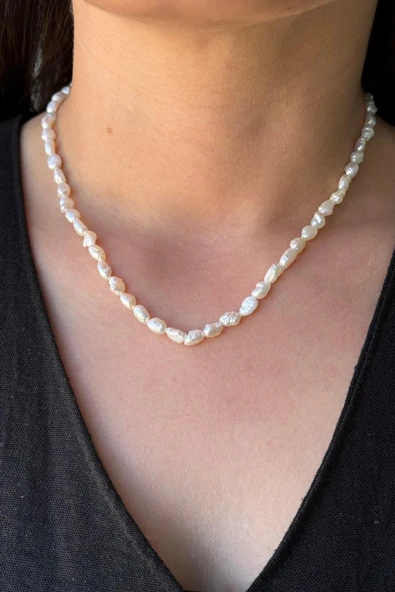 7,5 mm Barok İnci Sıralı Kolye ürün görseli 1