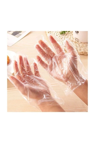 Plastik Tek Kullanımlık Koruyucu Şeffaf Poşet Eldiven 1 Paket 100 Adet - Resim 2