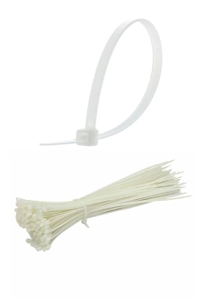 Plastik Kelepçe Cırt Kablo Bağı Beyaz 2.5x100 mm 10 cm 100 Adet