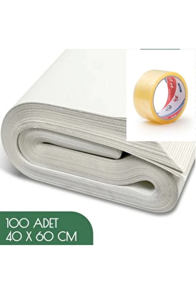 40x60 Tabak - Bardak Eşya Sarma Taşıma Taşınma Paketleme Kağıdı 100 Adet - Koli Bandı Hediye