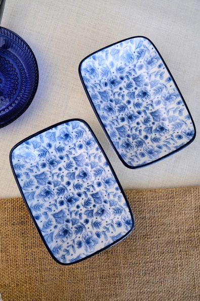 TABAK EVİ Blue Heaven Kayık Tabak 2 li 17x12x3cm