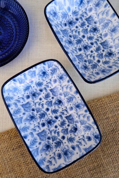 TABAK EVİ Blue Heaven Kayık Tabak 2 li 17x12x3cm - 5