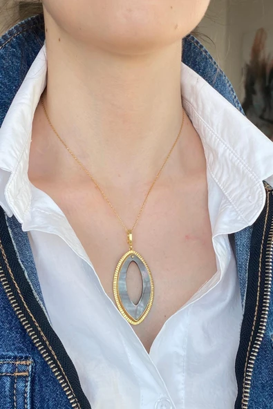 Oval Sedef Kolye - 4