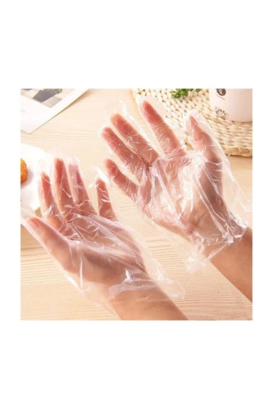 Plastik Tek Kullanımlık Koruyucu Şeffaf Poşet Eldiven 5 Paket X 100 Adet 500 Adet - Resim 2