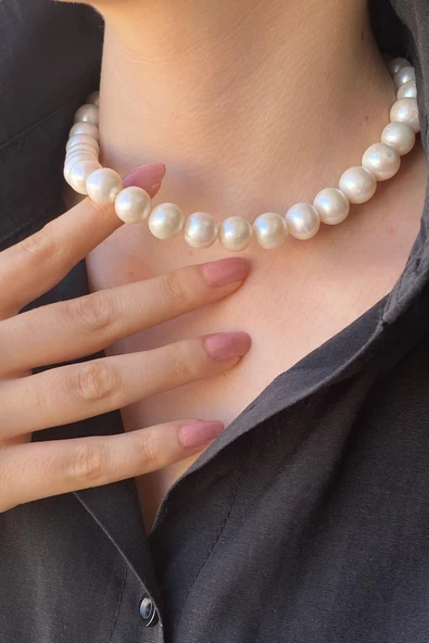 13,5 mm Sıralı Doğal İnci Kolye - Resim 5