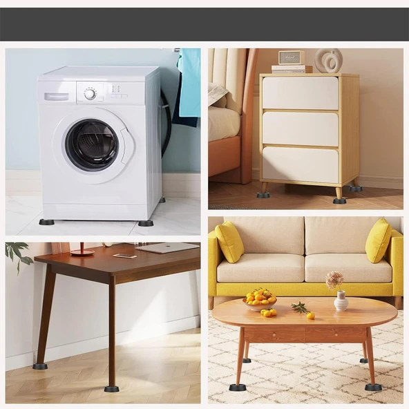 Titreşim Önleyici Beyaz Eşya Çamaşır Makinesi Ayağı 8 Adet Kaymaz Gürültü Azaltıcı Engelleyici Ayak - 5