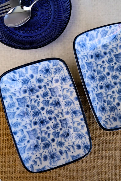 TABAK EVİ Blue Heaven Kayık Tabak 2 li 17x12x3cm - 3