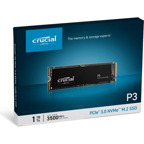 Crucial P3 1TB SSD m.2 NVMe PCIe 3500 - 3000MB/s , 2280 , 5 YIL Garanti,Gen 3 CT1000P3SSD8 - 2