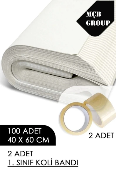 40x60cm Tabak Bardak Sarma Taşıma Taşınma Paketleme Kağıdı 100 Adet + 2 Adet Koli Bandı