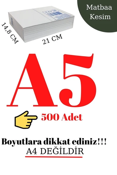 500 Adet A5 Fotokopi Kağıdı (A4'ÜN YARISIDIR) A5 Kağıt Baskı Kağıdı Yazıcı Kağıdı 80 Gr/m2